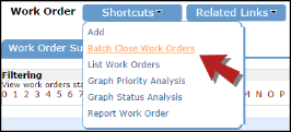 Shortcuts dropdown